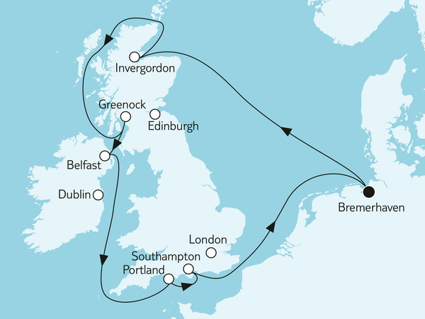 10 NÄCHTE – GROSSBRITANNIEN MIT BELFAST Mein Schiff 3 09.06. – 19.06.2023